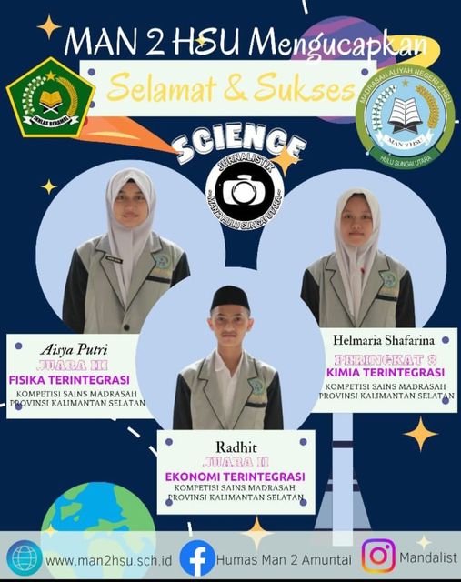 Siswa-Siswi MAN 2 HSU Berhasil Meraih Juara Dalam Ajang KSM-P 2022