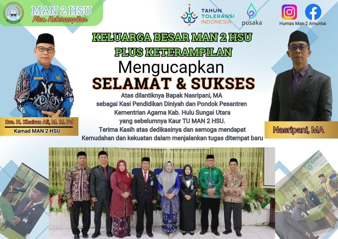 Selamat dan Sukses Bapak Nasripani, MA: Kini Menjabat sebagai Kasi Pendidikan Diniyah dan Pondok Pesantren Kementerian Agama Kabupaten HSU