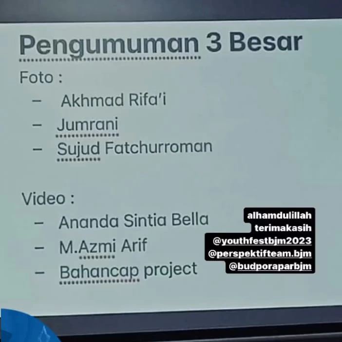 Jumrani, ASN MAN 2 HSU Berhasil Duduki Peringkat 2 Lomba Fotografi Presfektif dan Youthfest Banjarmasin 2023.